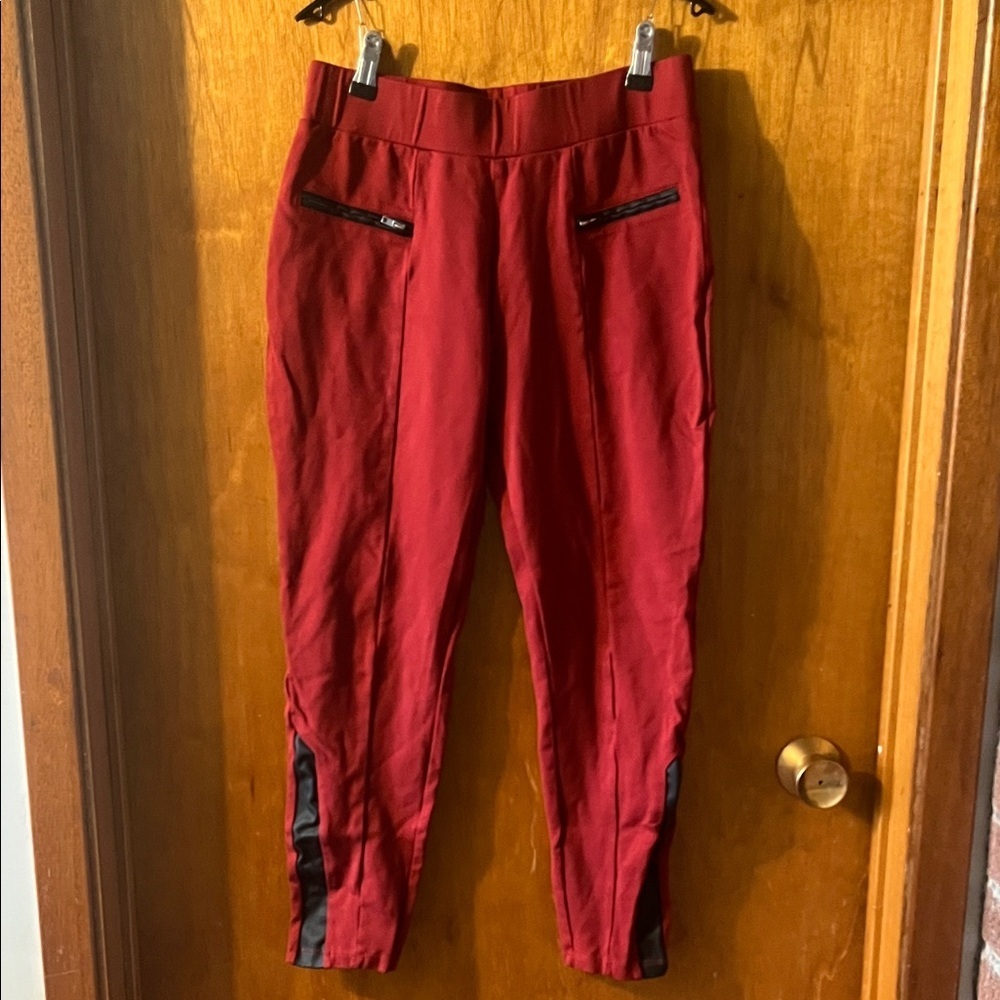 Guess Womans Red Jogger Pants with Black Details Medium